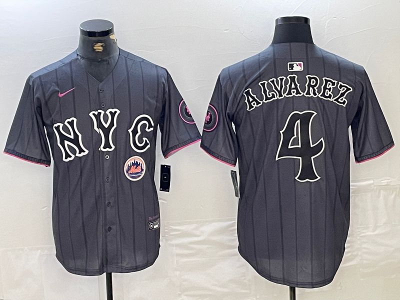 Men New York Mets #4 Alyarez Black City Edition 2024 Nike MLB Jersey style 4->new york mets->MLB Jersey